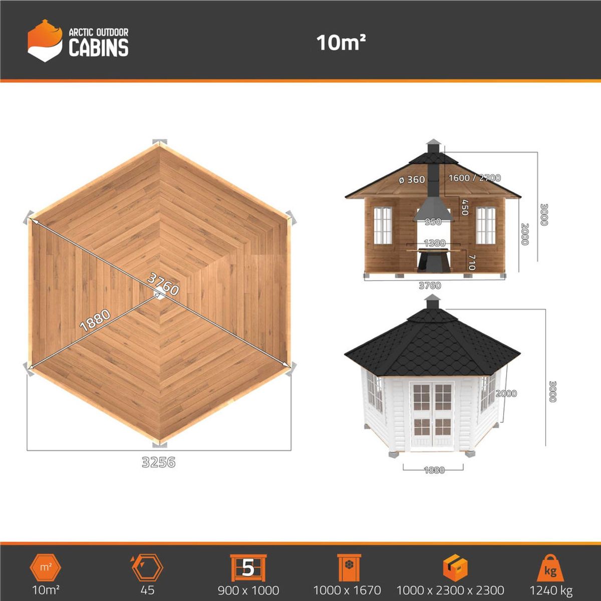 Lysthus 10 m2 Royal